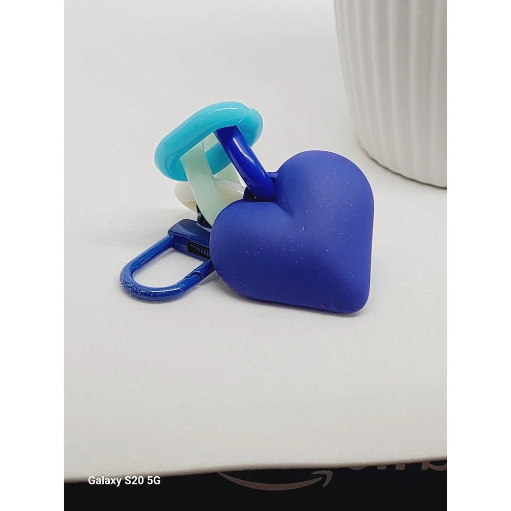 Blue Heart Charm Keychain‎ Dangle Chunky Link Chain Bag Accessory NEW